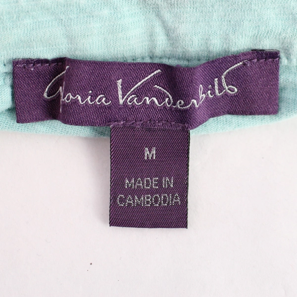 Gloria Vanderbilt Blue 1/4-Button Long-Sleeved Top Women's Medium