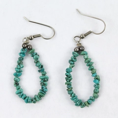 Vintage Hand Crafted Turquoise Chip Loop Dangle Earrings