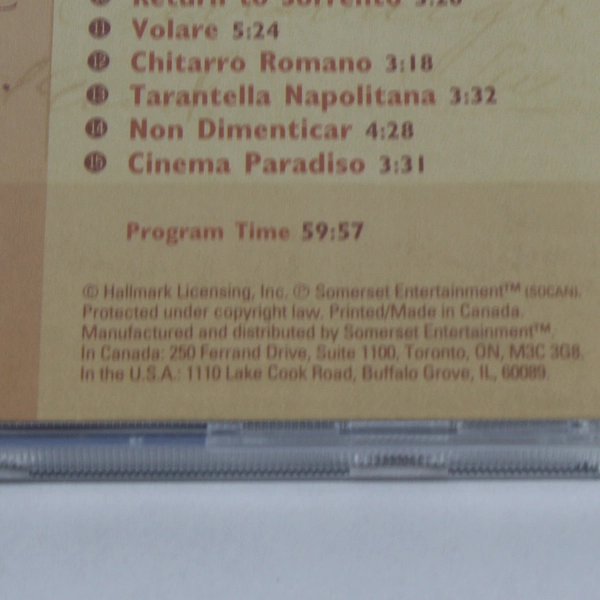 From Italy With Love Audio Music CD by Hallmark