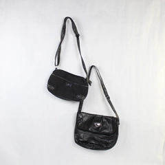 Lot of 2 Black Crossbody Handbags Purses Adjustable Straps Silver Hardware