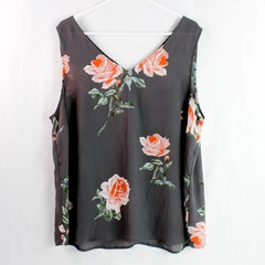 Maurices Gray Floral Patterned Blouse Women's Size XXL