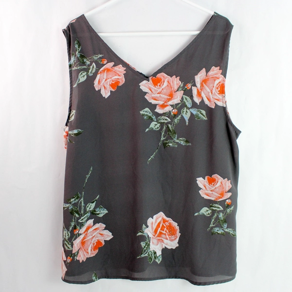 Maurices Gray Floral Patterned Blouse Women's Size XXL