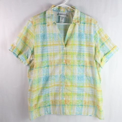 Alfred Dunner Multicolor Plaid Short-Sleeved Button-Up Shirt Women's Large