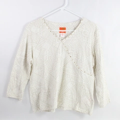 Hearts Of Palm Petite Women's Shirt Top Studs Brown Beige Size PL 3/4 Sleeves