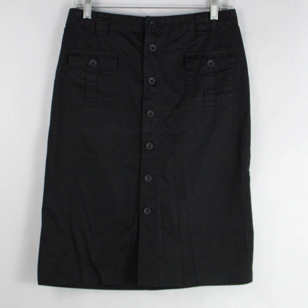 Gap Khakis Black Button Up Front Skirt Women's Size 8 Straight 100% Cotton