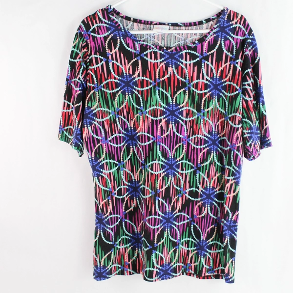 LuLaRoe Multicolor Patterned Crew Neck T-Shirt Women's Size 3XL