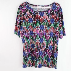 LuLaRoe Multicolor Patterned Crew Neck T-Shirt Women's Size 3XL