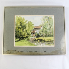 Framed And Matted Watercolor Painting Art Ufford Mill 1986 Signed 