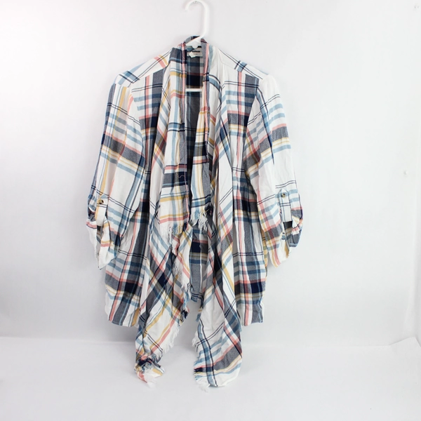 Maurices Red Yellow & Blue Plaid Open-Front Top Women's Size Large