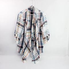 Maurices Red Yellow & Blue Plaid Open-Front Top Women's Size Large