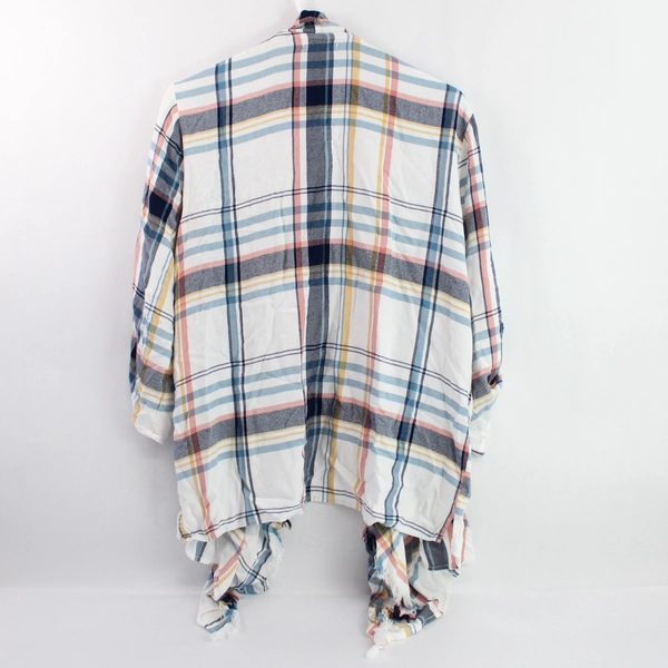 Maurices Red Yellow & Blue Plaid Open-Front Top Women's Size Large