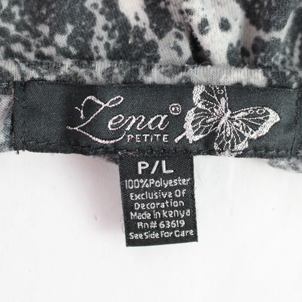 Lena Petite Gray Snakeskin Pattern Half-Sleeve Blouse Women's Size P/L