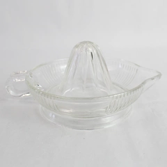 Vintage Clear Glass Juicer Reamer With Handle & Spout Panel Sides