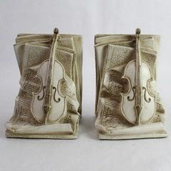 Vintage Universal Statuary Corp Sheet Music & Violin Bookends Figurines 1964