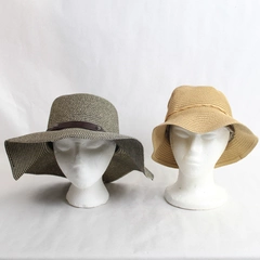 Lot of 2 Women's Straw Like Sun Hats August Hat Company Brown Bead Strap Accent