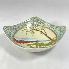 Hand Painted Noritake Bowl 3 Gold Geese With Mt Fuji And A Blooming Cherry Tree