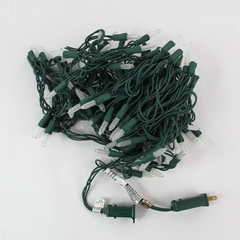 One Strand of Faceted Clear Mini Christmas Lights Green String Holiday Decor