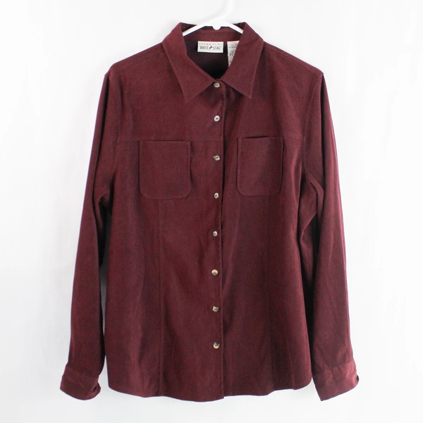 White Stag Stretch Dark Cherry Jubilee Button-Up Shirt Women's Large
