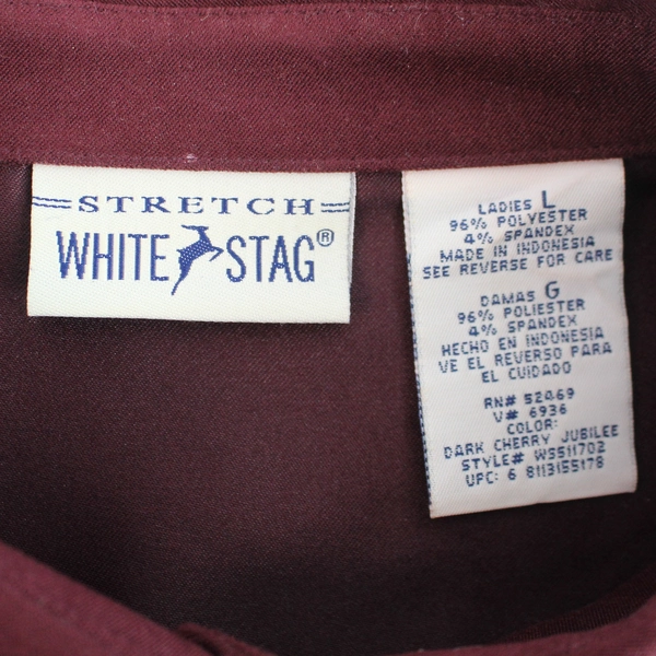 White Stag Stretch Dark Cherry Jubilee Button-Up Shirt Women's Large