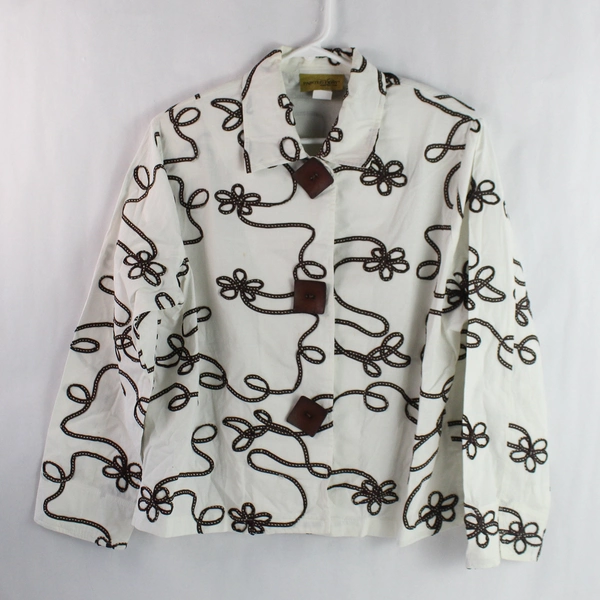 Vintage Painted Pony Uniquely USA White Button-Up Top Women's XL