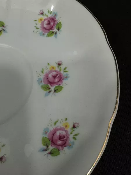 FTD Extra Touch Vintage Porcelain Cup & Saucer Set White Pink Roses Gold Trim