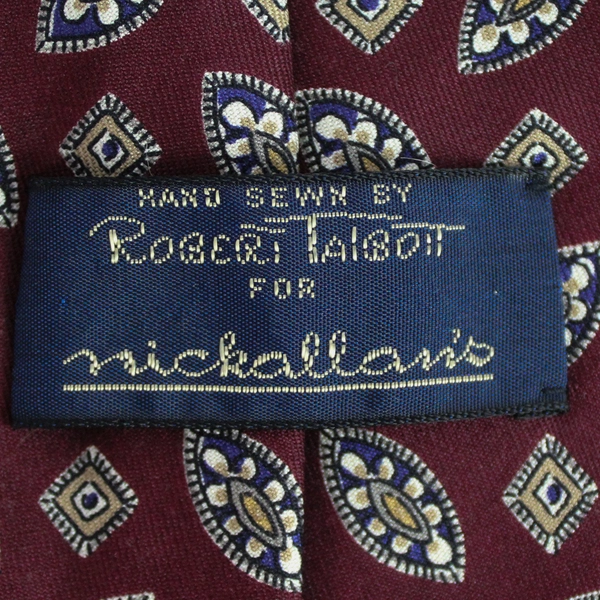 Robert Talbott for Nickallan's Burgundy Patterned Men's Necktie 58"
