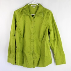 Coldwater Creek Women's Green Long Sleeved Button Up Blouse Top Size L Tailored