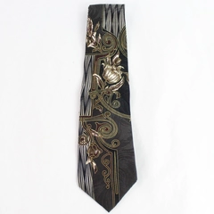 Henry Grethel Black Floral Design Men's Italian Silk Necktie 59"