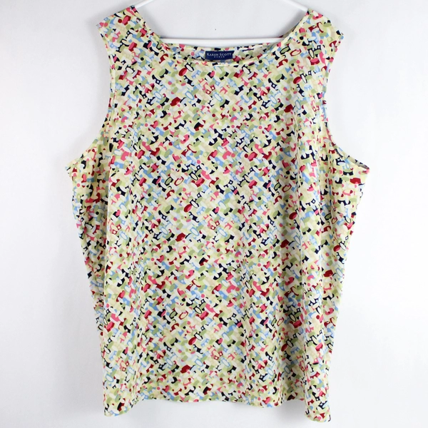 Karen Scott Woman Sleeveless Geometric Multicolor Design Women's Plus Size 3X