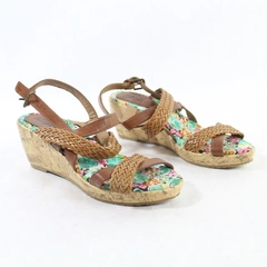 Mia Brown Platform Sandals Girls Size 3M Braided Straps Floral Print