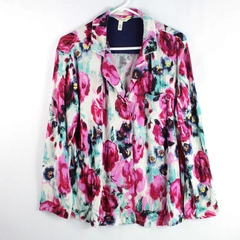 Soma Women's Casual Button Up Blouse Top Multicolored Floral Pattern Size L