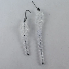 Set of 2 Handmade Dangling Clear Beaded Icicle Christmas Tree Hanging Ornaments