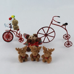 Lot of 5 Small Cute Teddy Bear & Moose Tricycle Christmas Themed Decor/Ornaments