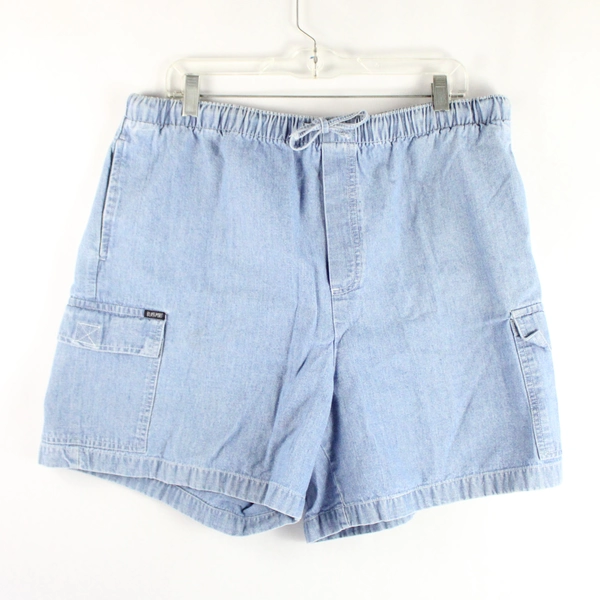 Blassport Women's Shorts Blue Denim Elastic Waist Drawstring Size 18