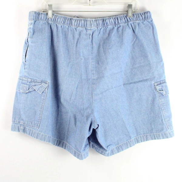 Blassport Women's Shorts Blue Denim Elastic Waist Drawstring Size 18