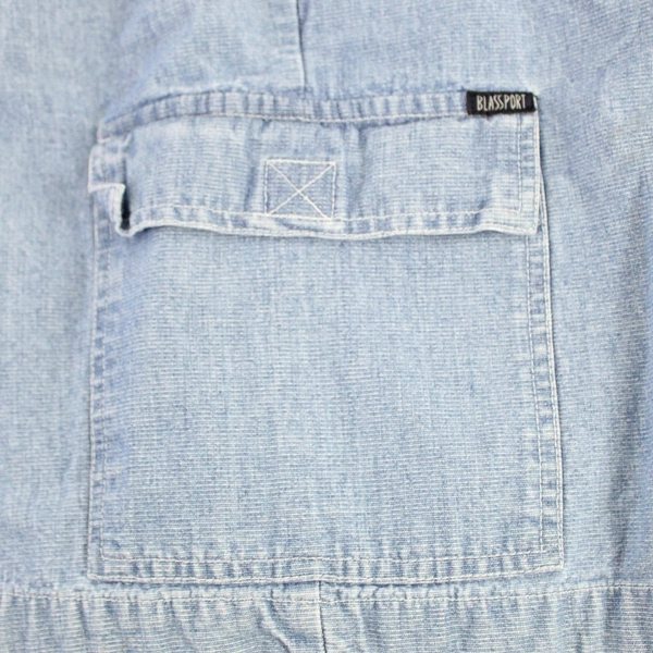 Blassport Women's Shorts Blue Denim Elastic Waist Drawstring Size 18