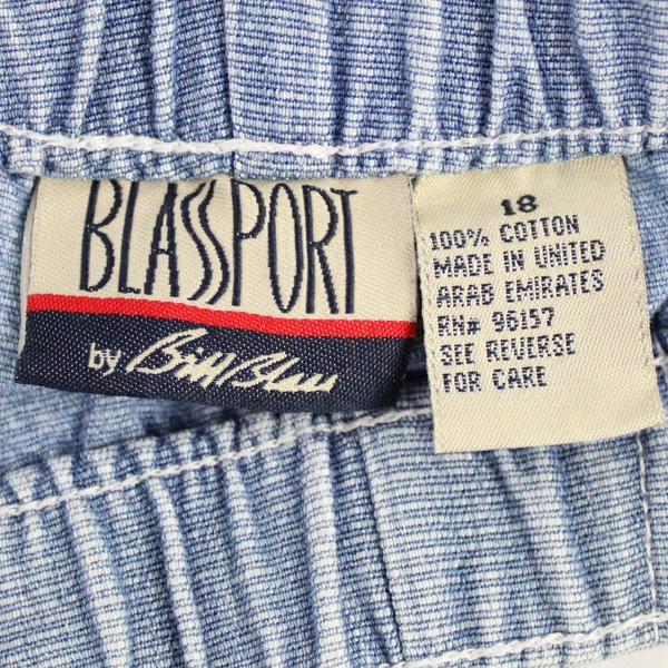 Blassport Women's Shorts Blue Denim Elastic Waist Drawstring Size 18