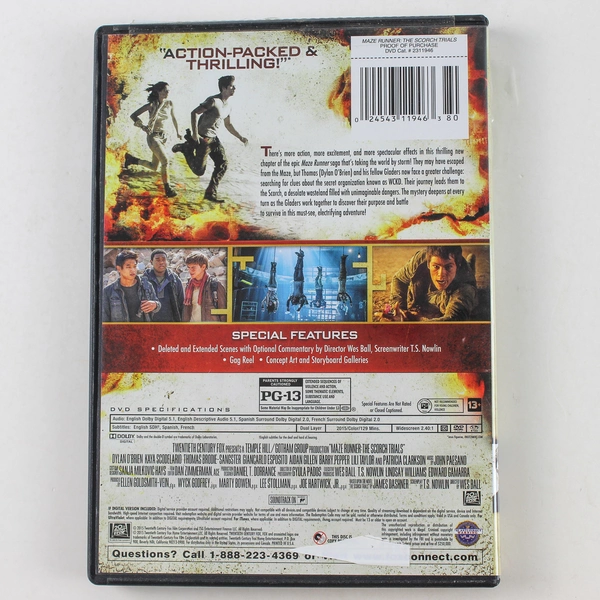 Maze Runner The Scorch Trials DVD 2015 20th Century Fox