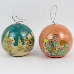 Lot of 2 Vintage 1990s Enesco Precious Moments Christmas Tree Ornaments