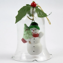 Vintage J.S.N.Y. CrystaBell Snowman Bell Christmas Tree Ornament 3"