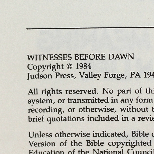 Witnesses Before Dawn by William D. Apel 1984 Paperback Signed
