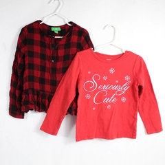 Lot of 3 Girl's Tops Size 5 Red Plaid Long Sleeve Shirts by Carter's & Dip