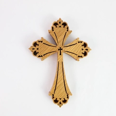 Ornate Carved Wood Cross Crucifix 7.5 in