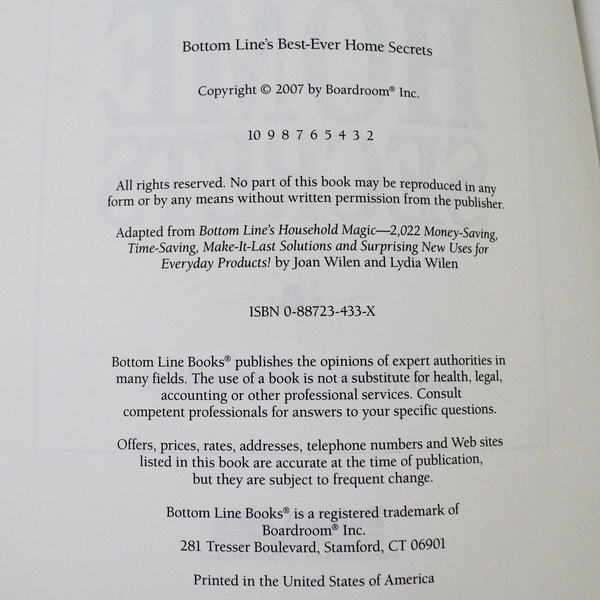 Bottom Line's Best-Ever Home Secrets and Kitchen Secrets Books Joan Wilen