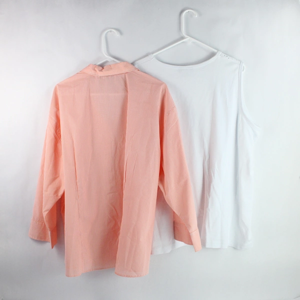 2 PC Get Lucky Bedazzled Orange & White Button-Up Top and Tank Set Women's 3X