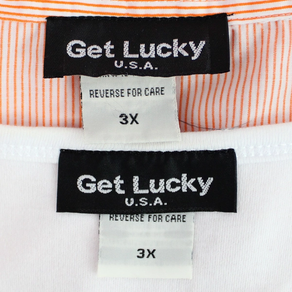 2 PC Get Lucky Bedazzled Orange & White Button-Up Top and Tank Set Women's 3X