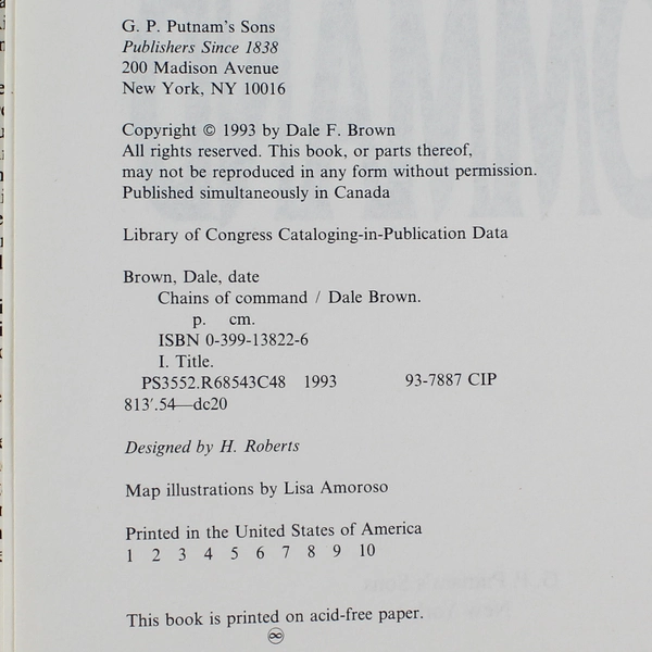 Chains of Command Dale Brown 1993 Hardcover