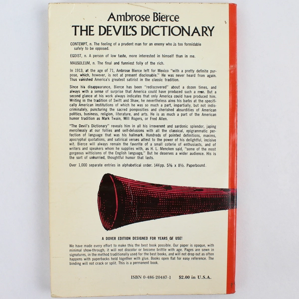 The Devil's Dictionary by Ambrose Bierce 1958 Trade Paperback