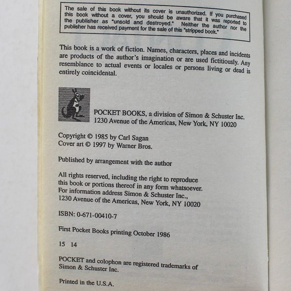 Contact by Carl Sagan 1986 Paperback