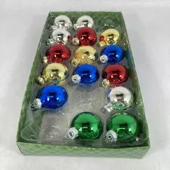 Lot of 15 Holiday Time Glass Ball Ornaments Assorted Colors 1.5 Inch